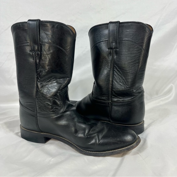 Justin Black Cowboy Boots Sz 11D - Picture 2 of 8